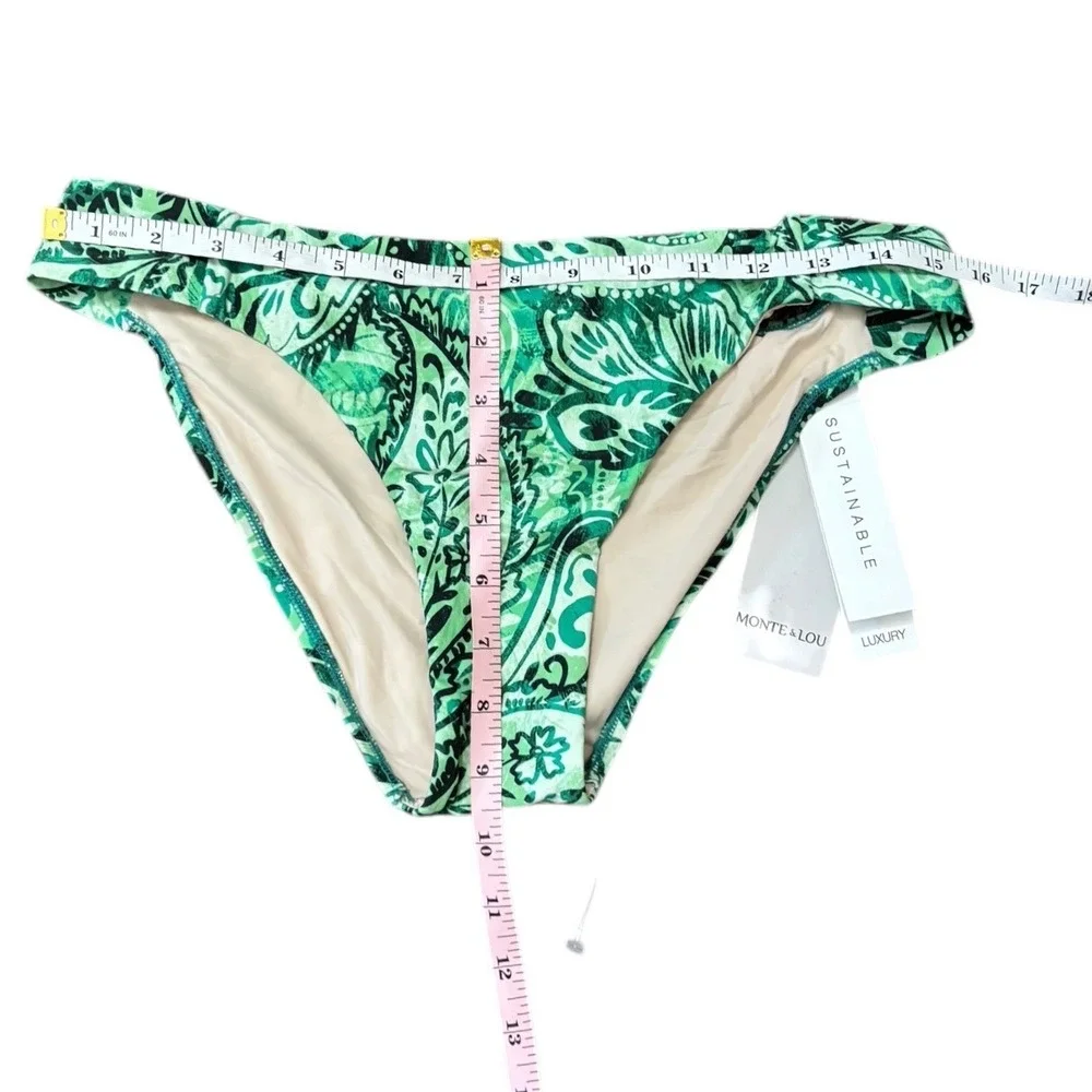 Monte & Lou Elation Twin Band‎ Pant Green Paisley Bikini Bottom Size 10 US NWT